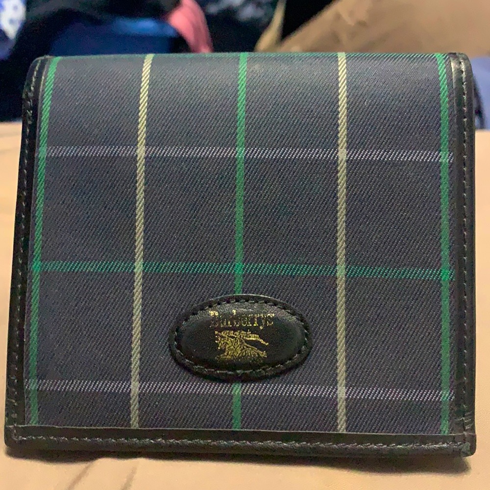 Burberry Black and Green Checkered Wallet